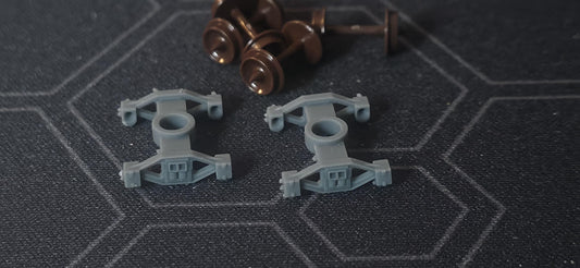 1-pair N scale Updated T-section Bettendorf trucks w/o couplers and w/ plastic wheels